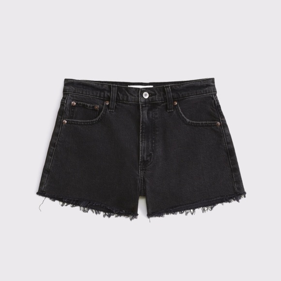 Abercrombie Women High Rise 90s Cutoff Denim Jean Short Washed Black Size 25 - Picture 2 of 16